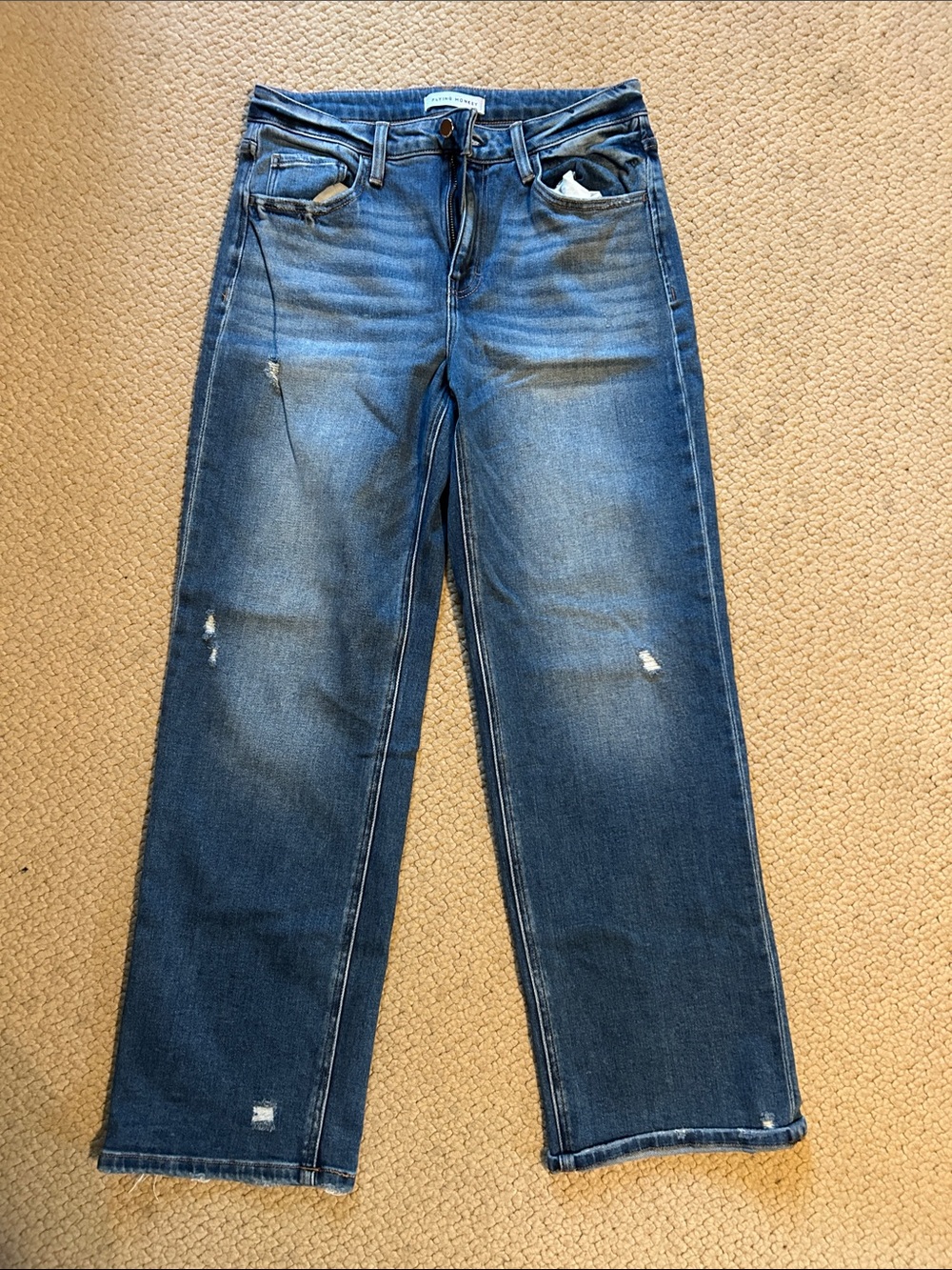 Flying Monkey women’s wide leg Jeans in Medium Blue Wash